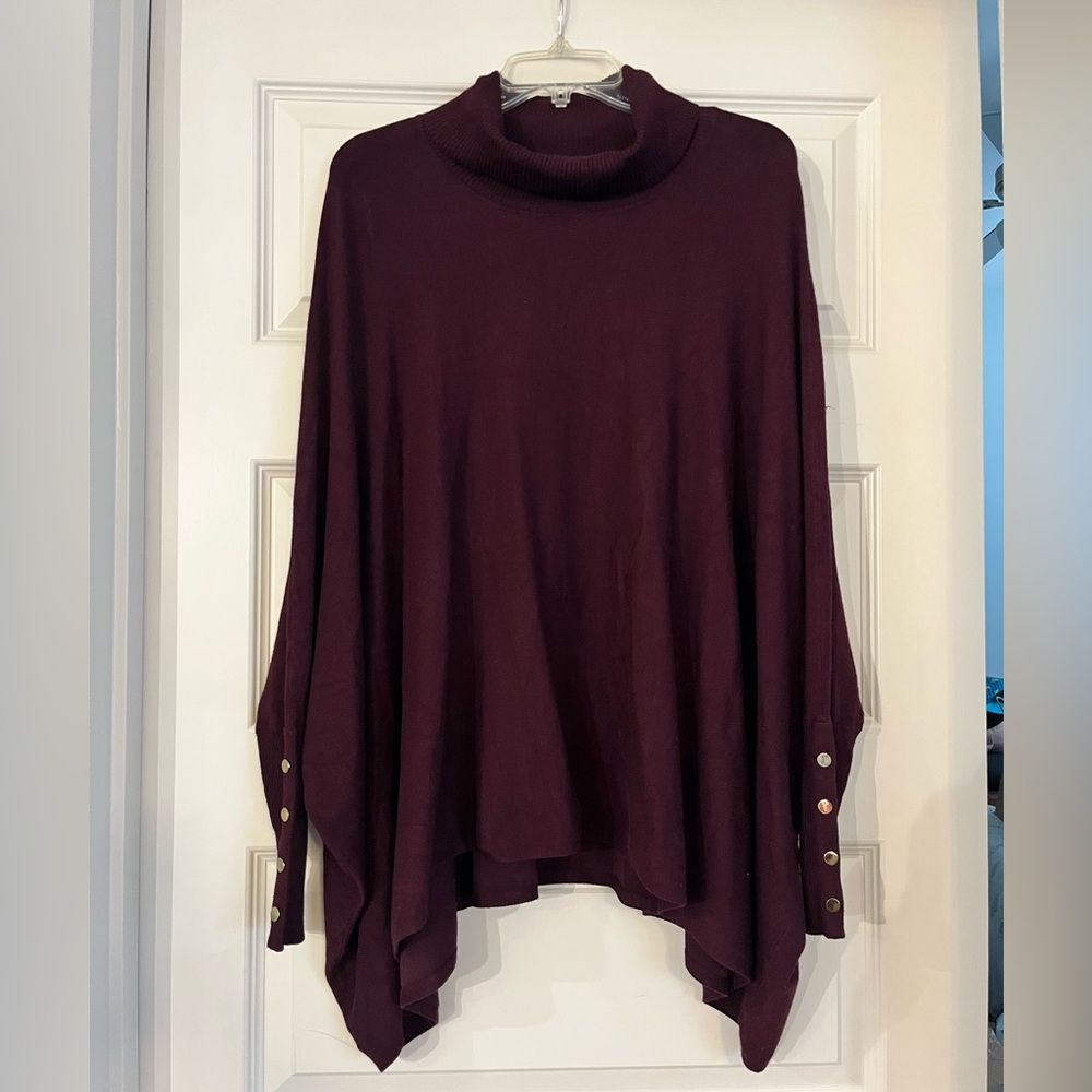 Women's Burgundy Sweater with Button Accents